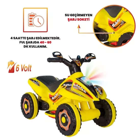 VaVbaby Crazy Cross Akülü Motor ATV 6v Sarı